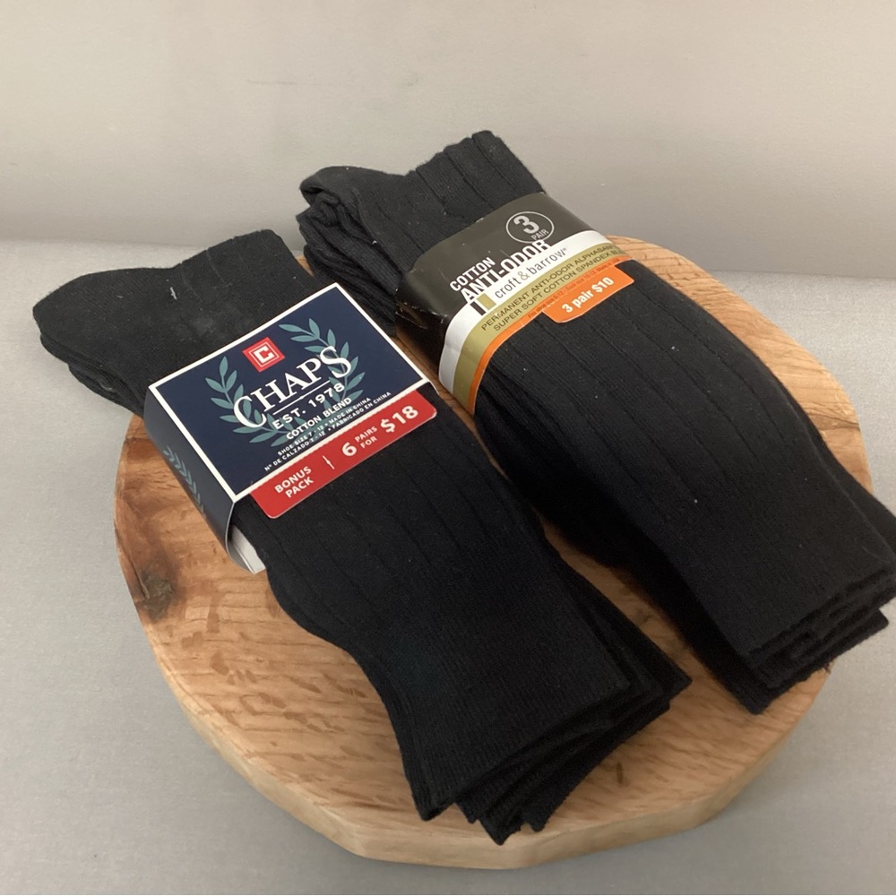 NWT - 9 Pair of Men’s Dress Type Socks - Never Opened - Chaps + Croft & Barrow